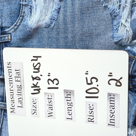 Nasty Gal Rip Em Off Distressed Denim Shorts in Mid Blue Wash - Picture 4 of 5
